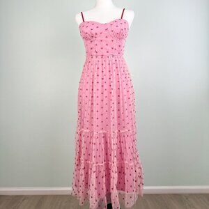 Betsey Johnson Classically Pink Heart Tulle Foil Glitter Dress NWT